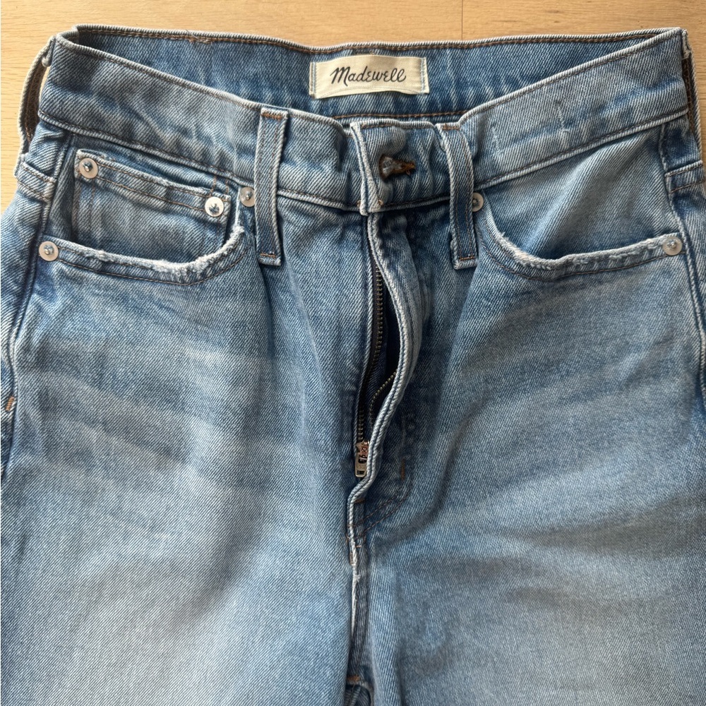 Madewell Perfect Vintage Wide Leg Jeans High Rise Raw Hem Size 25 - Picture 6 of 11